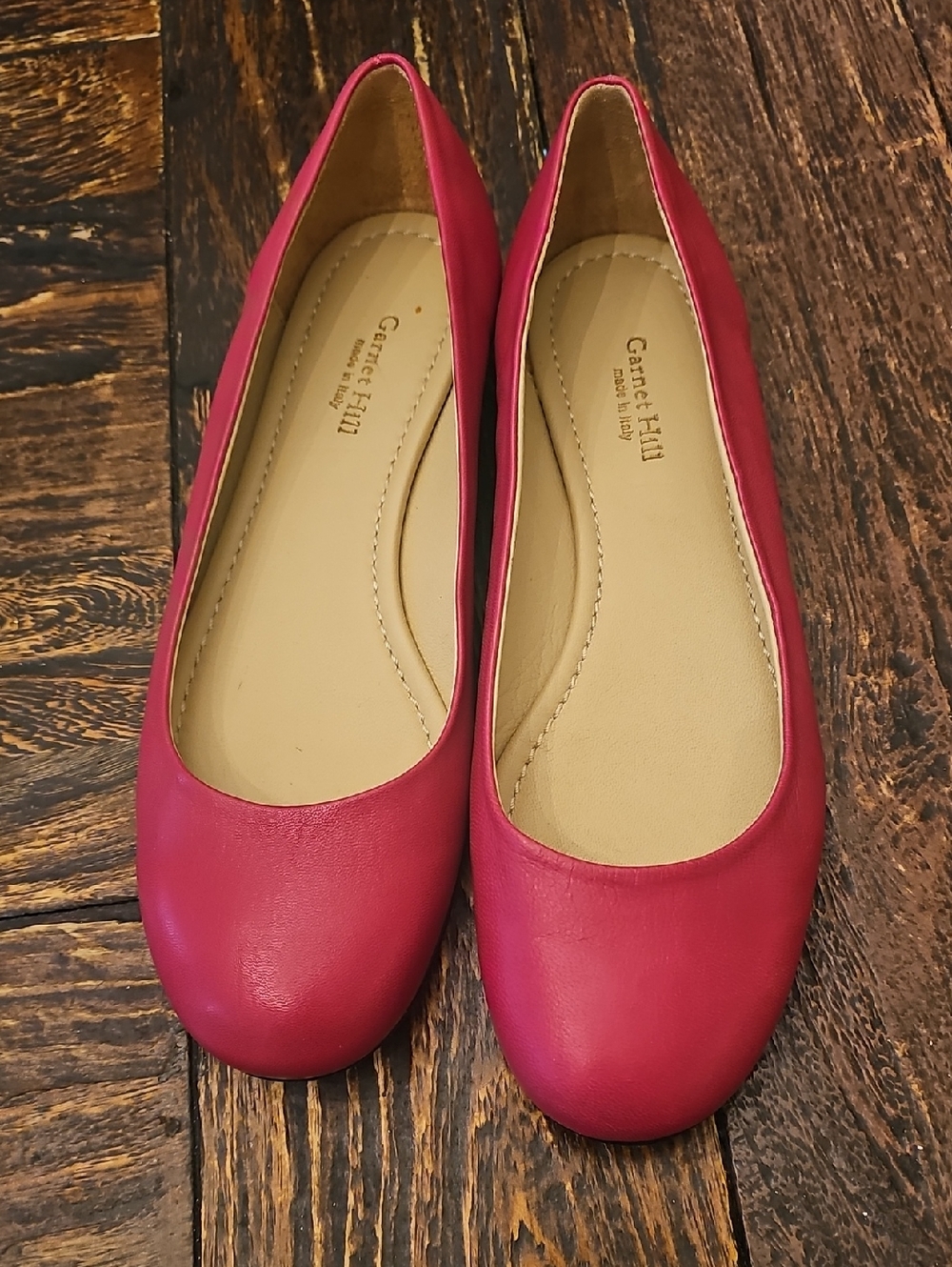 Garnet Hill Women’s Rose-Pink Leather Ballet Flats